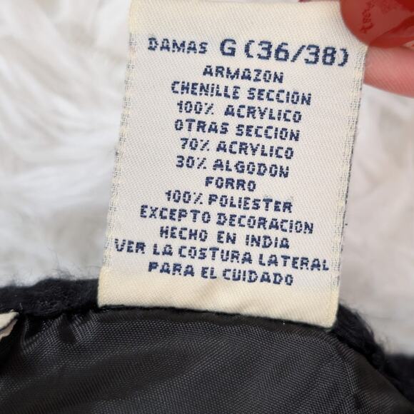 White Stag Patchwork Chenille Jacket L Boho Artsy Textured Button Front Coat - Picture 5 of 14